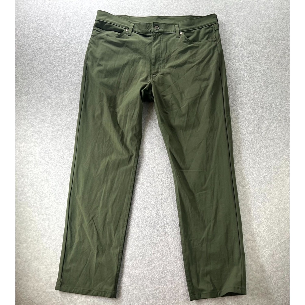 Levis 511 Slim Tech Pants Mens 38/30 Olive Green Logo Mid Rise Straight Leg Gorp